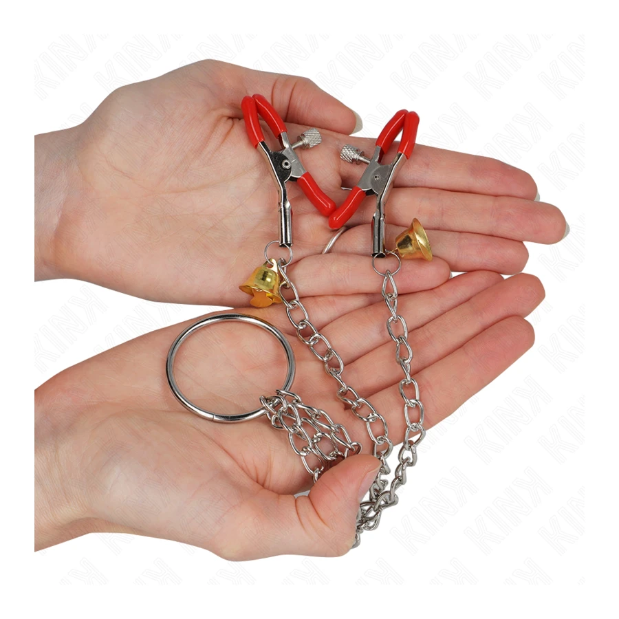 KINK - BELL TRIPLE NIPPLE AND CLIT CAMPS VERMELHO COM CORRENTE 30 CM